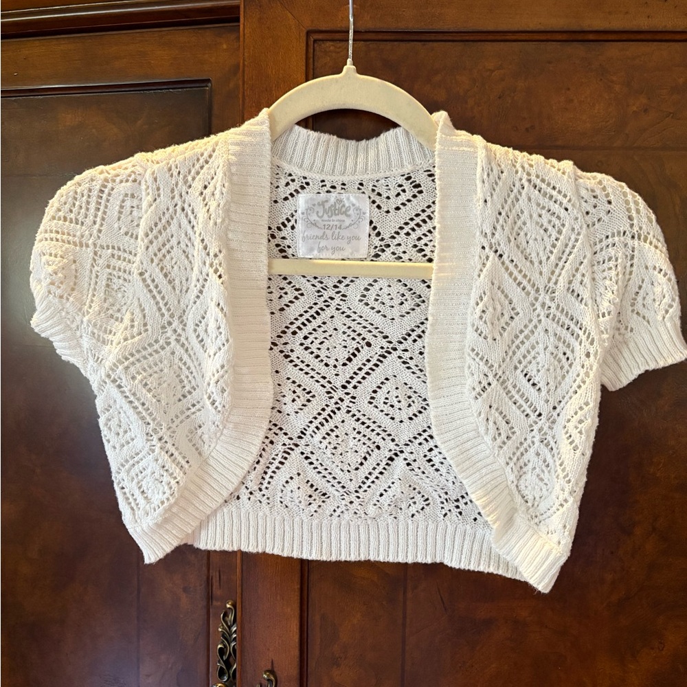 Justice Cream Knit Bolero Sweater